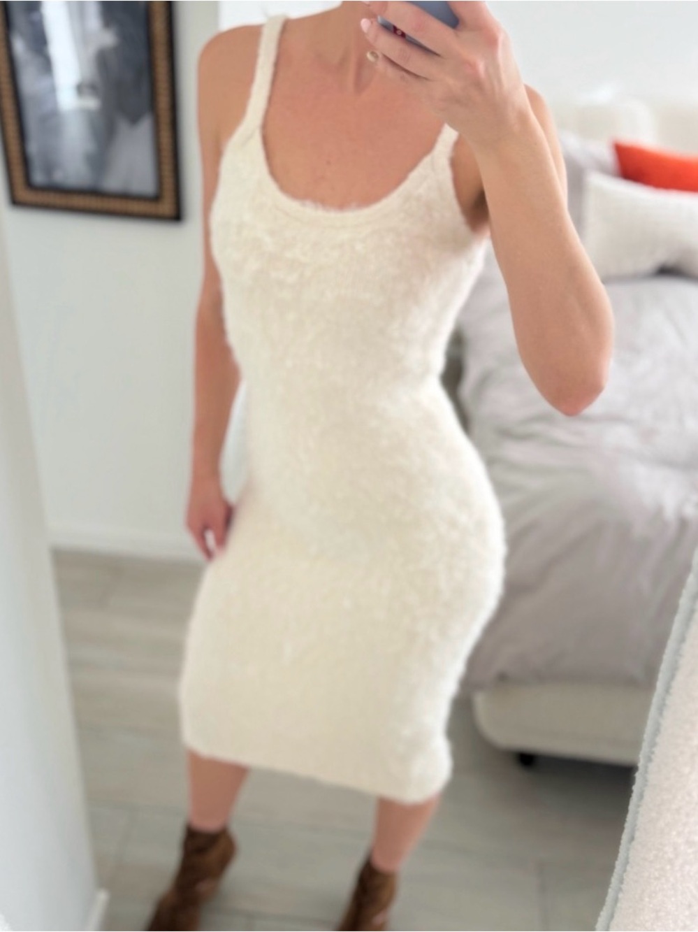 H&M Cream Fuzzy Knit Sweater